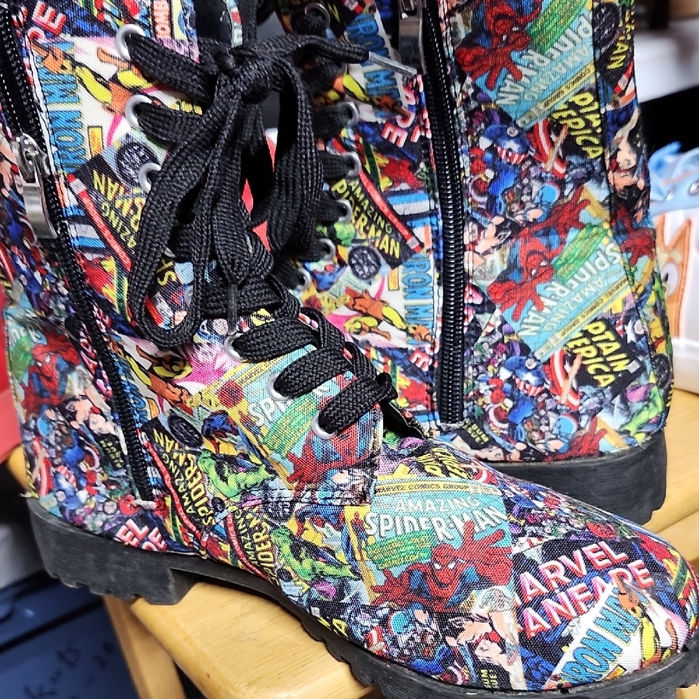 Colorful Comic Book Print Boots